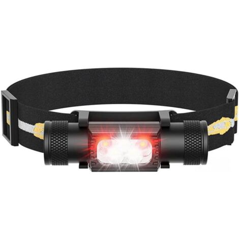Wiederaufladbare, leuchtend rote Stirnlampe H05B, 1200 Lumen, leichte Taschenlampe mit Rotlicht, verstellbarem Kopfband, 180°-Neigungswinkel, Stirnlampe für Erwachsene, Camping, Wandern, Angeln