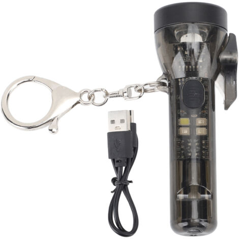 Wiederaufladbare Mini-Taschenlampe mit Pfeife und durchtrennbarer Schnur, 2 Leuchtmodi und Schlüsselanhängerclip