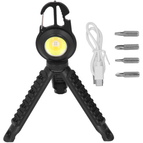 Wiederaufladbare, multifunktionale schwarze Taschenlampe mit 3 Modi und Stativ für Angeln und den Heimgebrauch, tragbar und kompakt.