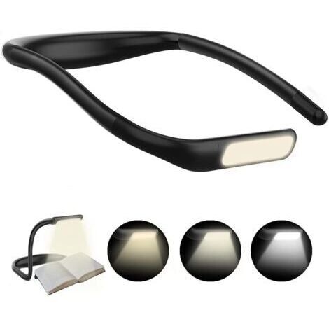 Wiederaufladbare Nackenleselampe, Faltbare LED-Schreibtischlampe 1800mAh, Stufenloses Dimmen & 3 Farbmodi, 270° Dreheinstellung, Ideal zum Lesen und Stricken A
