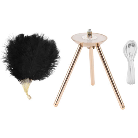 Wiederaufladbare schwarze Feder-Tischleuchte mit goldenem Ständer und USB-Anschluss für das Wohnzimmer – Moderne dekorative Beleuchtung