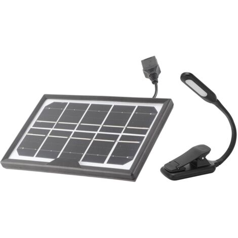 Wiederaufladbare Solar-Leselampe per USB, tragbarer Clip, 3 einstellbare Helligkeitsstufen und Farben