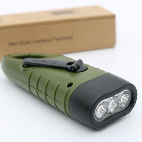 Wiederaufladbare Solartaschenlampe (1 Stück), Kurbeltaschenlampe mit LED-Notlichtgenerator
