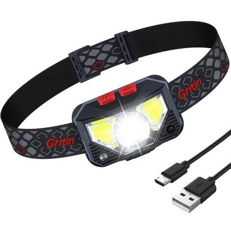 Wiederaufladbare Stirnlampe, 1500 l, superhell, leicht, wasserdicht, leistungsstarke LED-Stirnlampe mit rotem Licht, Bewegungssensor, 8 Beleuchtungsmodi, 25 Stunden Laufzeit für Laufen/Camping