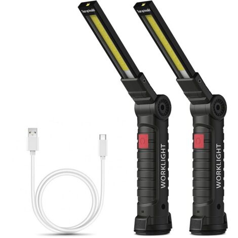 Wiederaufladbare Taschenlampe, Arbeitsleuchte, Werkstattleuchte, COB-Taschenlampe mit Magnetfuß, Campingleuchte 5