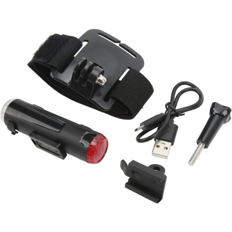 Wiederaufladbare USB-Fahrradhelmlampe, 5 Modi, Vorder- und Rücklicht für Lenker, Wandern und Camping
