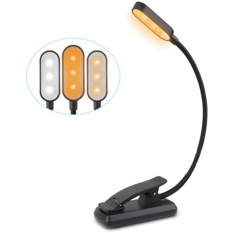 Wiederaufladbare USB-Klemm-Leseleuchte, 9 LEDs, 3 einstellbare Helligkeitsstufen, leicht und robust zum Lesen (190 Zeichen)
