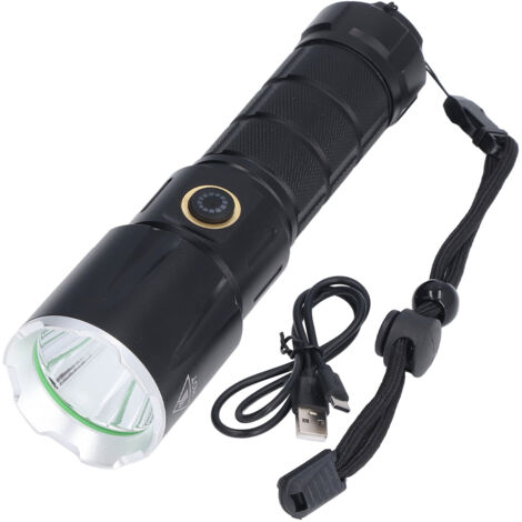 Wiederaufladbare USB-Taschenlampe, 5 Leuchtmodi, wasserdicht (IPX4), große Leuchtweite, für den Einsatz zu Hause und im Freien