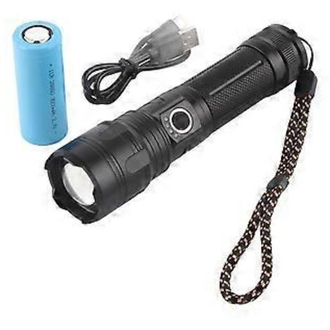 Wiederaufladbare USB-Taschenlampe, IP65 wasserdicht, 3000 mAh, Laserlampe aus Aluminiumlegierung mit 5 Leuchtmodi für die Jagd