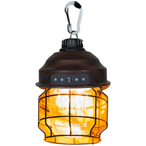 Wiederaufladbare Vintage-LED-Campinglaterne, tragbare Outdoor-Lampe mit Karabinerhaken für Zelt und Wanderungen