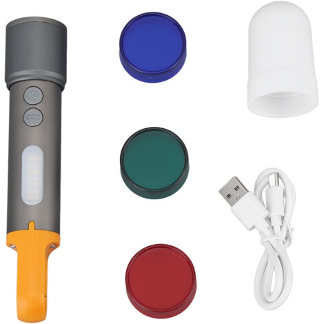 Wiederaufladbare, zoombare LED-Taschenlampe mit USB-Anschluss, 4 Diffusoren, hoher Helligkeit und Farbwechsel für Camping und Notfälle
