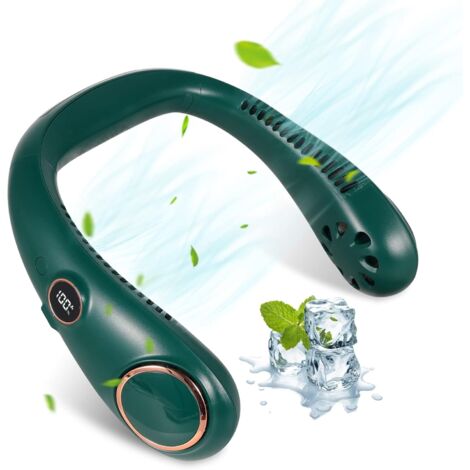 Wiederaufladbarer 360°-Nackenventilator mit LED-Beleuchtung und 3 Geschwindigkeiten – 3000 mAh Akku für bis zu 24 Stunden Laufzeit bei Sport und Outdoor