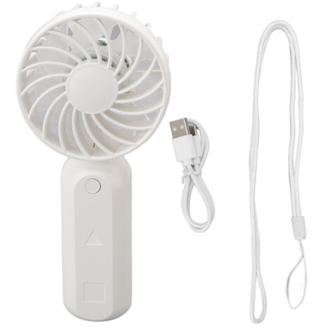 Wiederaufladbarer 5V-USB-Handventilator mit 3 Geschwindigkeitsstufen, farbwechselndem Licht, Schutzgitter und tragbarer Handschlaufe