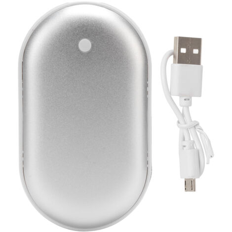 Wiederaufladbarer Handwärmer (3600 mAh) – Tragbarer Heizakku für Outdoor, Schule und Reisen – Silber