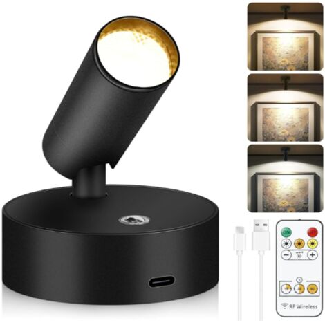 Wiederaufladbarer, kabelloser LED-Strahler mit integriertem Ladegerät, dimmbar, Timer, mehreren Farbtemperaturen, schwarz, für den Innenbereich