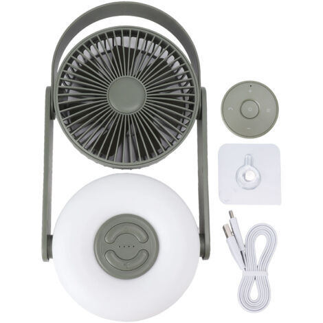 Wiederaufladbarer LED-Tischventilator mit 10000 mAh Akku, Fernbedienung, Nachtlicht und Wandhalterung, 110° automatischer Oszillation, grün
