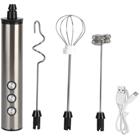 Wiederaufladbarer Milchaufschäumer aus Edelstahl mit USB-Anschluss, elektrischer Mixer für die Küche