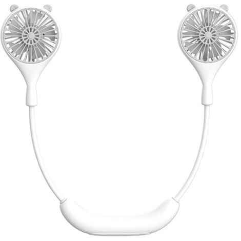 Wiederaufladbarer Nackenventilator per USB, tragbar und verstellbar für Sport und Reisen – Weiß