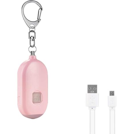 Wiederaufladbarer Notfall-Sicherheits-Tonalarm, 130 dB persönliche Notfallsirene mit LED-Licht – Sicherheitsalarm-Schlüsselanhänger für Frauen, Männer, Kinder, Senioren und Jogger (Pink)
