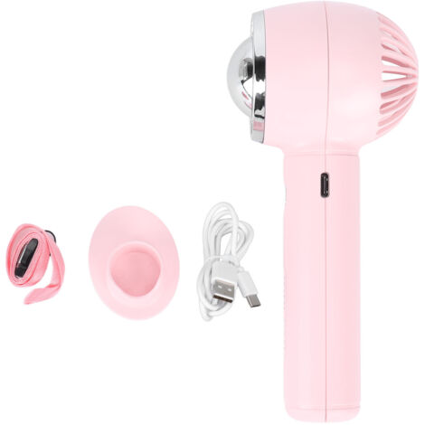 Wiederaufladbarer Taschenventilator mit 3 Geschwindigkeitsstufen, USB-Anschluss, leicht, starker Luftstrom, 1200-mAh-Akku, tragbar für Büro und Reisen, Pink