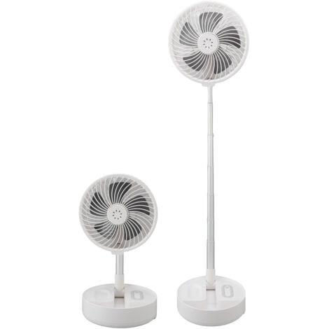 Wiederaufladbarer Teleskop-Tischventilator mit Licht und Fernbedienung, 4 Geschwindigkeitsstufen, USB-Anschluss und 7200-mAh-Lithium-Akku, tragbar und faltbar – ideal für Zuhause und unterwegs