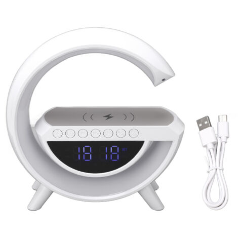 Wiederaufladbarer, tragbarer Bluetooth-Wecker mit Lautsprecher, multifunktionaler kabelloser Lautsprecher für Zuhause, Schlafzimmer, Büro, 5V-Netzteil