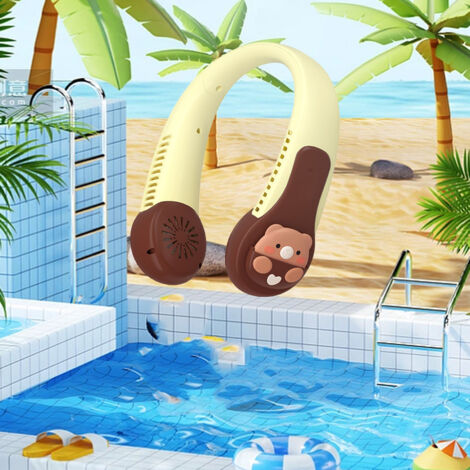 Wiederaufladbarer, tragbarer Halsventilator mit Animation per USB für Kinder und Erwachsene – verwicklungsfrei, geräuscharm, mit integriertem Akku