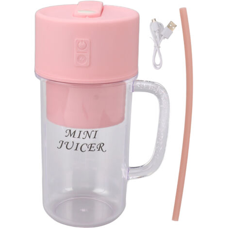 Wiederaufladbarer, tragbarer Mixbecher – Multifunktionsmixer mit großem Fassungsvermögen für Smoothies, Pink