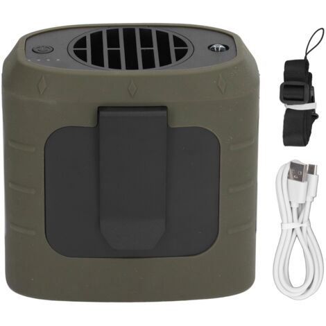 Wiederaufladbarer, tragbarer Nackenventilator mit 8000 mAh, 3 Geschwindigkeitsstufen, starker Luftstrom, für Outdoor-Arbeit und Angeln, Farbe: Militärgrün