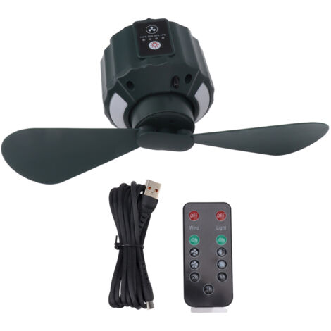 Wiederaufladbarer USB-Deckenventilator mit 10400 mAh, kabellos, mit LED-Fernbedienung für Outdoor-Camping