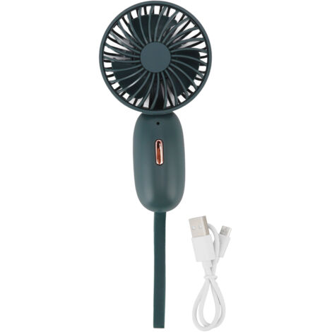 Wiederaufladbarer USB-Handventilator, 3 Geschwindigkeitsstufen, 500-mAh-Akku, leistungsstark und kompakt für Büro, Reisen oder Zuhause – Grün