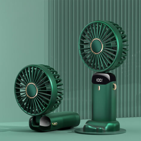 Wiederaufladbarer USB-Handventilator mit Digitalanzeige, ergonomischem Griff, leicht und tragbar für den Außeneinsatz, inklusive Duftspray und Handschlaufe