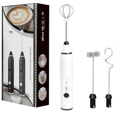 Wiederaufladbarer USB-Milchaufschäumer, tragbarer elektrischer Mixer für Cappuccino und Matcha und heiße Schokolade