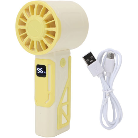 Wiederaufladbarer USB-Reiseventilator – Leistungsstarker und leiser Mini-Reiseventilator – Kompakte Größe (14,5 x 6,6 cm) – 4000-mAh-Akku – ABS – Gelb