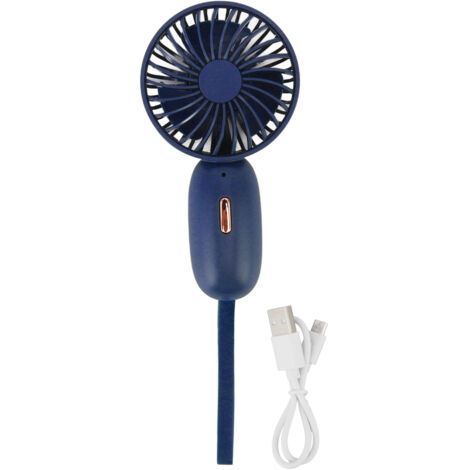 Wiederaufladbarer USB-Taschenventilator mit 3 Geschwindigkeitsstufen, 500-mAh-Akku, leistungsstark und kompakt für Büro, Zuhause und Reisen, Blau