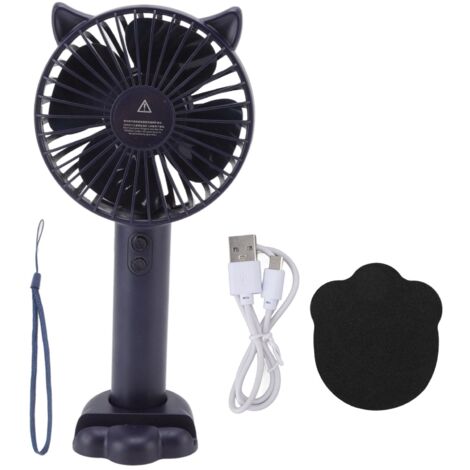 Wiederaufladbarer USB-Taschenventilator mit 3 Geschwindigkeitsstufen – Tragbar, leicht, aus ABS/PC, ideal für Reisen – Dunkelblau