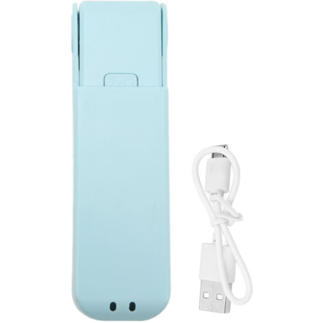 Wiederaufladbarer USB-Taschenventilator – Tragbarer Ventilator mit 3 Geschwindigkeitsstufen und Silikonflügeln – Faltbarer Reiseventilator für draußen, Himmelblau