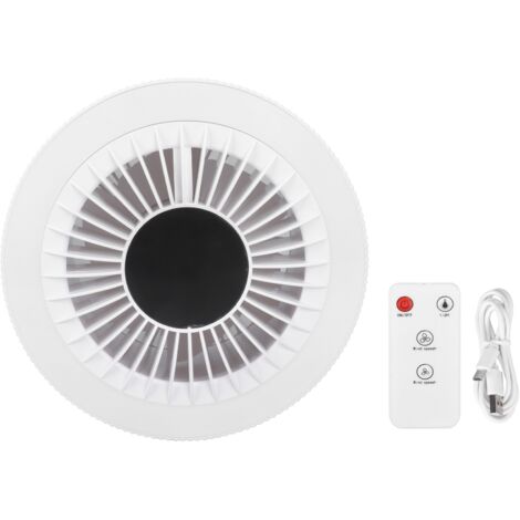 Wiederaufladbarer USB-Tischventilator mit LED-Beleuchtung, 3 Geschwindigkeitsstufen, für den Innen- und Außenbereich, neigbarer Standfuß, weiß