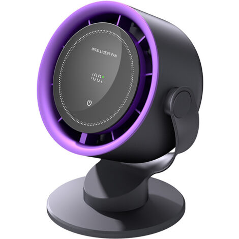 Wiederaufladbarer USB-Tischventilator – Tragbar, 180° verstellbar, 4000-mAh-Akku, Digitalanzeige, leise und leistungsstark – Schwarz