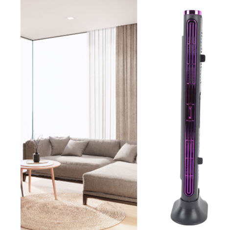 Wiederaufladbarer USB-Turmventilator, ohne Rotorblätter, 1200 mAh, Grau/Lila, für Zuhause, Büro, Schreibtisch oder Schlafzimmer