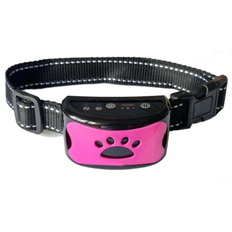 Wiederaufladbares Anti-Bell-Halsband für Hunde, Trainingshalsband für kleine, mittelgroße und große Hunde mit 2 Vibrations- und Tonmodi und 7 Empfindlichkeitsstufen, rosarot