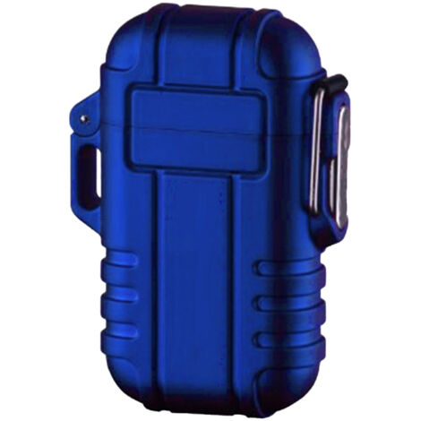Wiederaufladbares USB-Doppelbogen-Elektrofeuerzeug, wind- und wasserbeständig, blaue Farbe