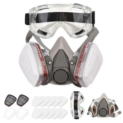 Wiederverwendbare Atemschutzmaske, halbes Gesichtsteil, 6200, Gasmaske, Atemschutz, Atemschutzmasken mit Schutzbrille zum Lackieren, organisches Dampfschweißen, Polieren, Holzbearbeitung und anderer A