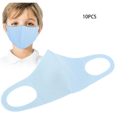 Wiederverwendbare Gesichtsmasken für Kinder, 10 Stück – Staub- und UV-Schutz – Himmelblau
