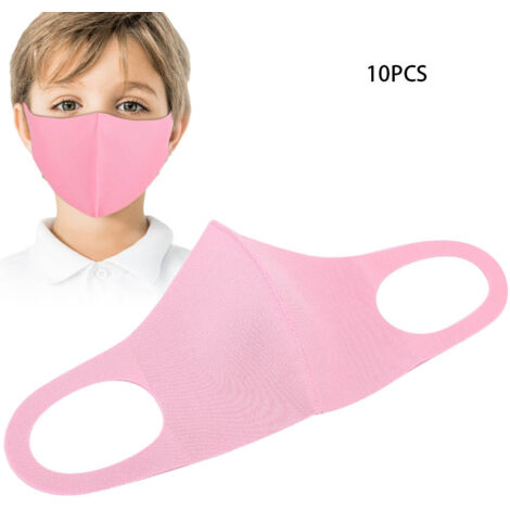 Wiederverwendbare Gesichtsmasken für Kinder, 10er-Pack – Staub- und Sonnenschutz – Atmungsaktiv und waschbar – Rosa