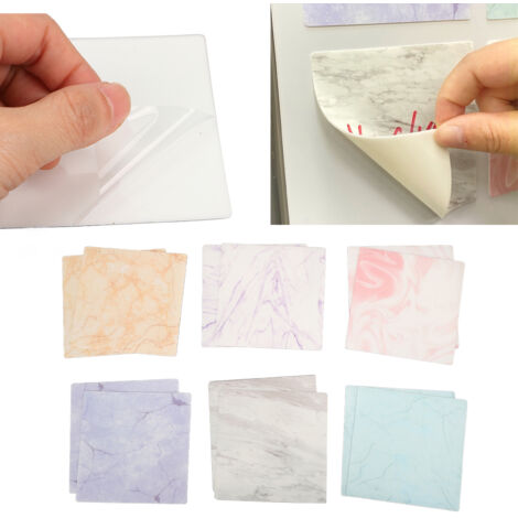 Wiederverwendbare Haftnotizen mit Marmormuster, 12 Stück, weiße, abwaschbare und abwischbare Kreidetafelaufkleber mit Stift, für Wand, Kühlschrank, Büro, Größe 10 cm