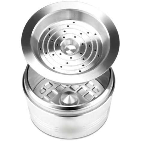 Wiederverwendbare Kaffeekapsel [Cafissimo] Edelstahl 18/8 Filterbecher 46 mm Silber Nachfüllbar mit Bürste und Löffel