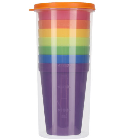 wiederverwendbare Regenbogen-PP-Becher, spülmaschinenfest