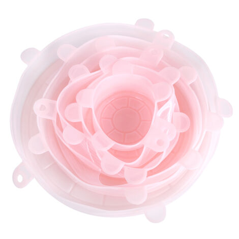 wiederverwendbare Silikon-Elastikdeckel für Schüsseln, Obst und Behälter – 6er-Set, Rosa