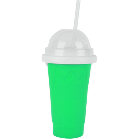 Wiederverwendbarer 400-ml-Silikonbecher, doppelwandig isoliert für Smoothies, tragbar und auslaufsicher